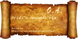 Orián Annamária névjegykártya